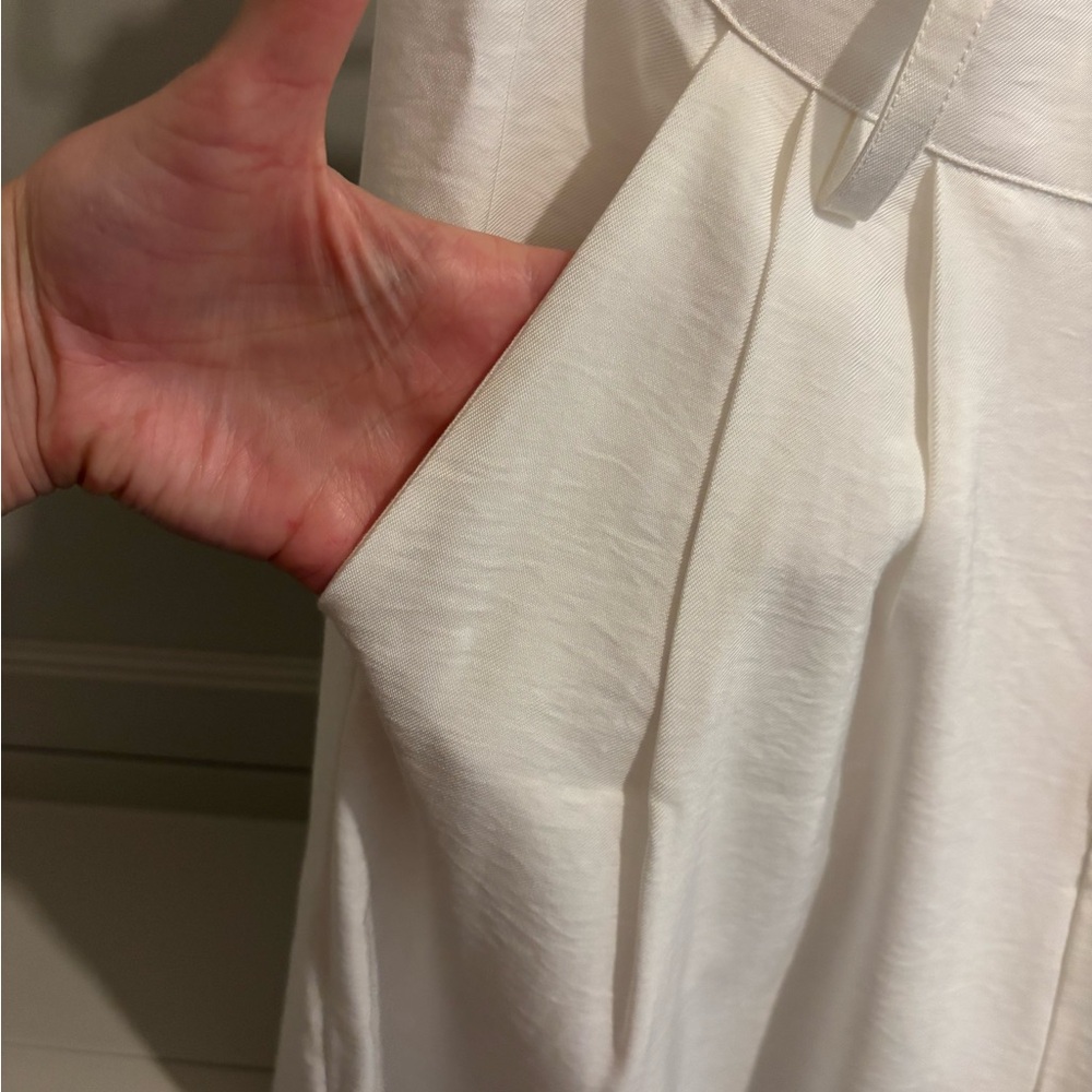 Elegant Linen-Like White Wide Leg Pants - Picture 7 of 8